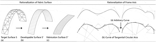 Figure 4. Rationalization of fabric surfaces and frame axes.