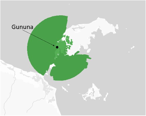 Figure 2. Mobile phone coverage on Mornington Island is concentrated in the township of Gununa.Footnote14