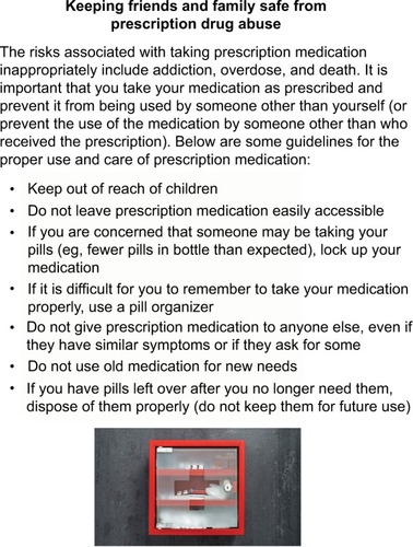 Figure 4 Example handout for patients to help reduce diversion risks.