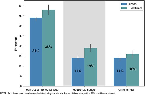 Figure 5. Food insecurity and hunger by location: NIDS-CRAM Wave 5. Source: Authors’ calculations from NIDS-CRAM Wave 5 data.