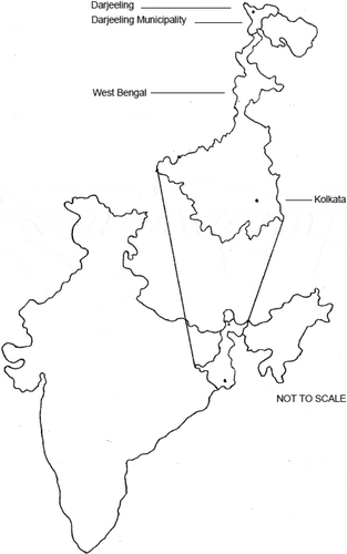 Figure 3. Darjeeling Municipality, District and West Bengal State.