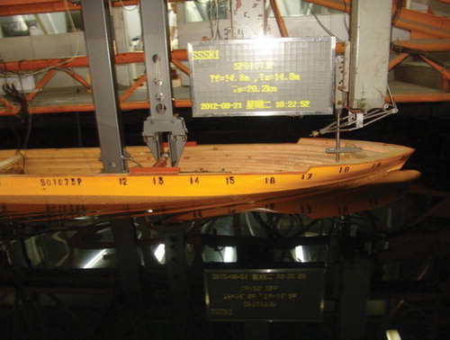 Figure 12. The ship model test at scantling draft.