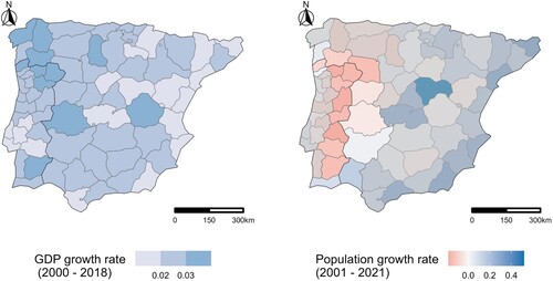 Figure 4. Economic growth and demographic growth rates, by NUTS-3.