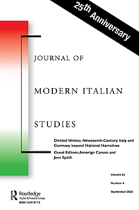 Cover image for Journal of Modern Italian Studies, Volume 25, Issue 4, 2020