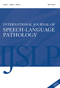 Cover image for International Journal of Speech-Language Pathology, Volume 21, Issue 2, 2019