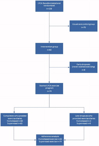 Figure 2. Flowchart illustrating the passage through the intervention group in LYCA, phase 1 (week 1–approximately week 20).