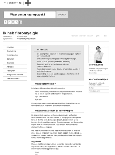 Fig. 1. Fibromyalgia page of Thuisarts.nl (nonprofit website).