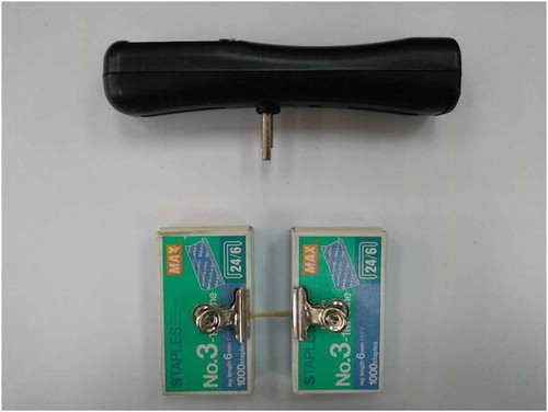 Figure 1. The digital weight scale for tensile tests. We removed the original hook at the end of the metal tip.