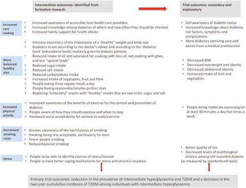 Figure 1. List of intended outcomes for the intermediate and trial outcomes.