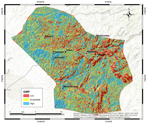 Figure 11. Thematic map of the groundwater potential zones distribution in MoF.