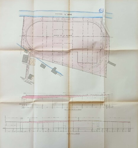 Figure 5. Project for the new ice rink. Levelling plan, 06/04/1923, 2 O 2181, Arch. dép. Haute-Savoie.
