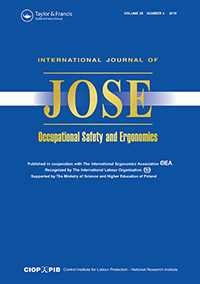 Cover image for International Journal of Occupational Safety and Ergonomics, Volume 25, Issue 4, 2019