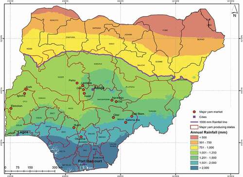 Figure 1. Yam-producing region of Nigeria.