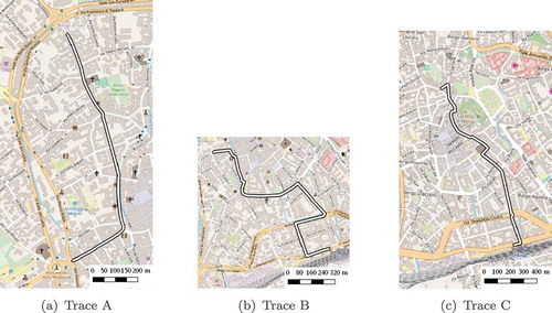 Figure 5. The three paths between different points of interests collected in the city of Udine © OpenStreetMap contributors, CC BY-SA.