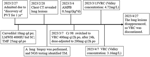 Figure 3 Timeline of the patient with relevant data on the episodes and interventions.