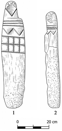 Figure 5 Bird statues from Jerf el Ahmar (Stordeur et al. Citation2000: fig. 11).