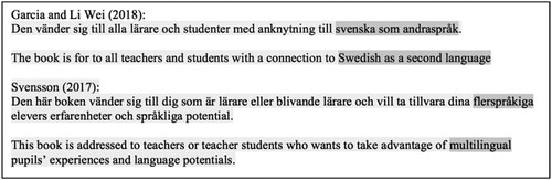 Figure 7. Publishing houses publicity materials for new volumes that centre-stage TL (https://www.nok.se/Akademisk/Titlar/Pedagogik/Lararutbildning/)