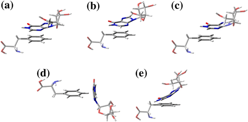 Figure 1 (a) Parallel eclipsed, (b) Parallel staggered, (c) Parallel displaced, (d) T-shaped, (e) Angular.