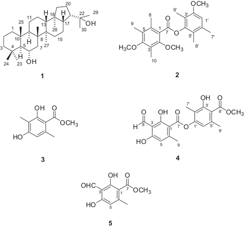 Figure 1. Chemical structure of compounds 1–5.