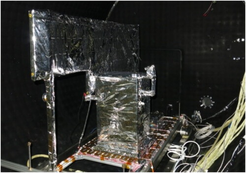 Figure 4. Photograph of the antenna during the whole-system-level thermal balance test.