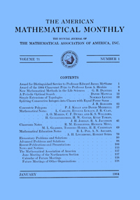 Cover image for The American Mathematical Monthly, Volume 71, Issue 1, 1964