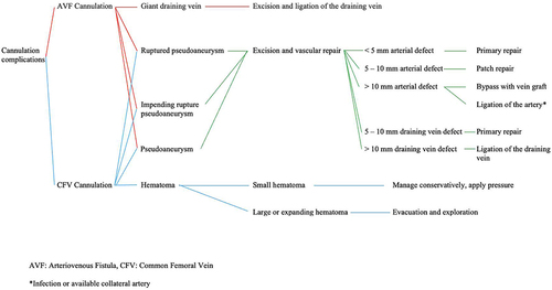 Figure 4 The Marfen and Hapsari flowchart of the surgical procedure for cannulation complications from vascular access in ESKD patients.