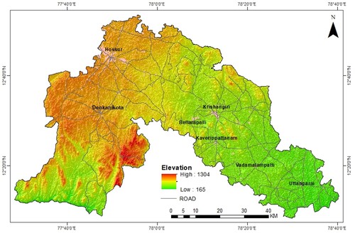 Figure 3. Sample elevation data-based mapping using GIS software according to numerical rating limitations and overlay thematic layers for visualizing land area.