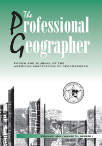 Cover image for The Professional Geographer, Volume 72, Issue 1, 2020