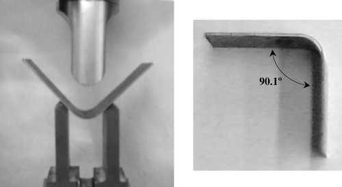 Figure 11. V-bending test and the obtained product.