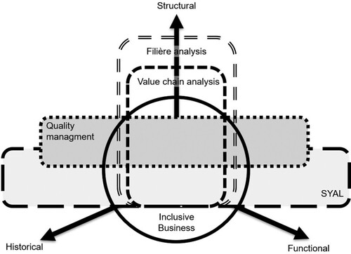 Figure 2. Conceptual framework proposed for the analysis of a dairy supply inclusive business (Legend: SYAL for Localised Agri-food Systems).