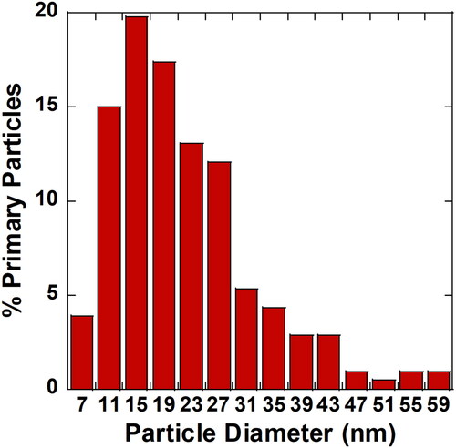 Figure 4. Size distribution of primary particles.