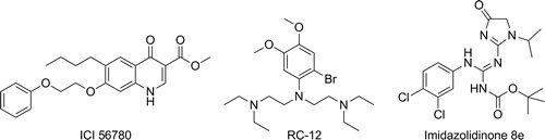 Figure 5. Structures of quinolones, RC-12 and imidazolidinone – 8e.