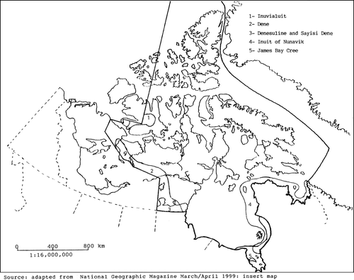 Figure 2.  Another Aboriginal groups’ cultural spaces in Nunavut.