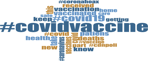 Figure 6. Word cloud analysis of twitter hashtag related to COVID-19 vaccine in the USA.