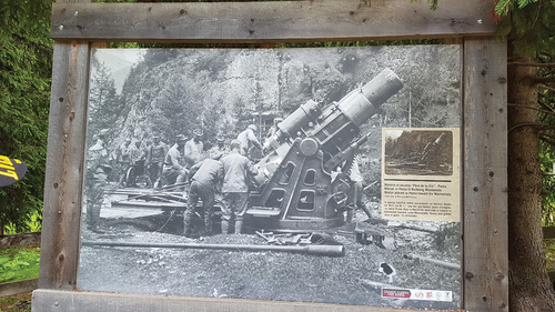 Figure 8. Image of WW1 mortar positioned along public footpath (Photo by the author 2018).