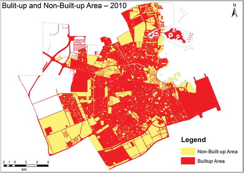 Figure 12. Urban extent of Greater Doha as in 2010.