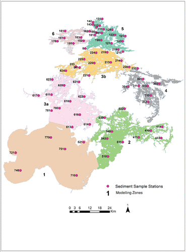Figure 1. Locations of benthic sampling sites and lake basins on Lake of the Woods from 2008 to 2014. Inset shows sites in the northern basin of the lake near Kenora, ON.