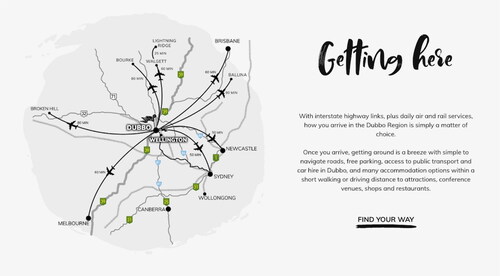 Figure 5. Dubbo as a crossroads from the Dubbo region website.