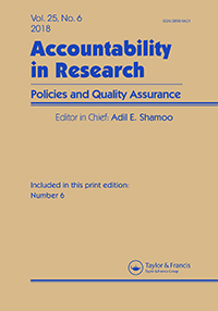 Cover image for Accountability in Research, Volume 25, Issue 6, 2018