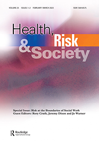Cover image for Health, Risk & Society, Volume 25, Issue 1-2, 2023