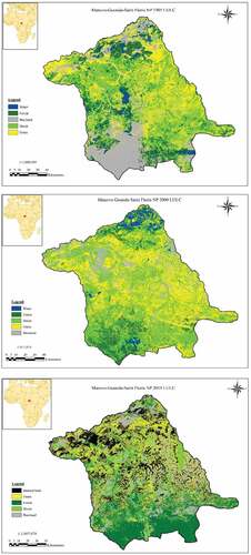 Figure 1. The LULC classes for Manovo-Gounda-Saint Floris NP based on 30 mx 30 m imagery.