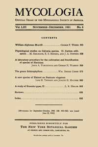 Cover image for Mycologia, Volume 53, Issue 6, 1961