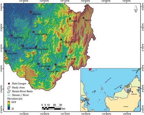 Figure 1. Study area location map with rain gauges