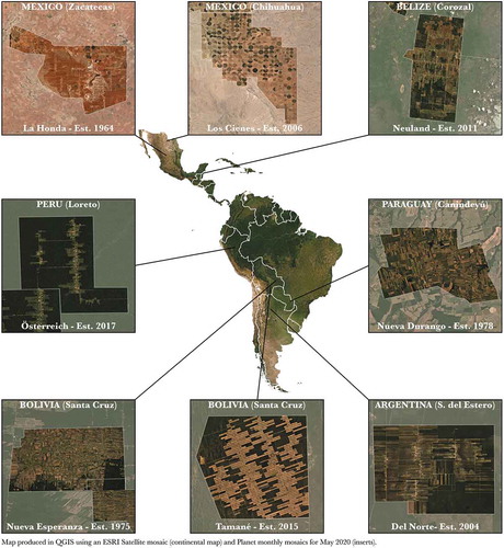 Figure 1. Land-use patterns of select Mennonite colonies across Latin America