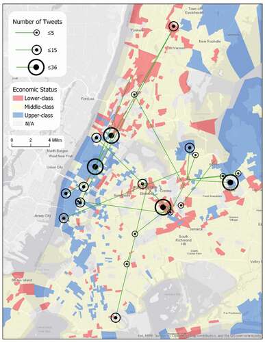 Figure 17. Inner-city travels from home to activity zones of Non-Hispanic Asian and Native Hawaiian and Other Pacific Islander + Lower-class group in New York.
