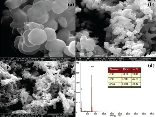 Figure 4. FE-SEM morphology and EDX spectra of Mn3O4 nanoparticles.