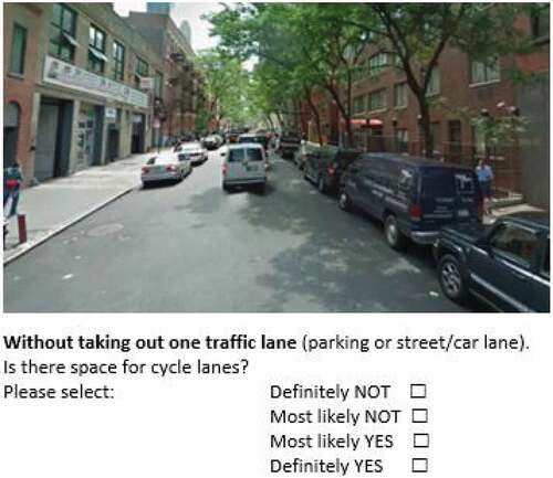 Figure 2. Example of the question presented in the online survey. (Image source: Google Maps).