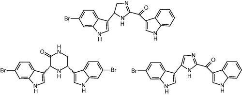 Figure 1. Bisindolyl alkaloidts from marine source with MRSA PK-inhibiting activies.