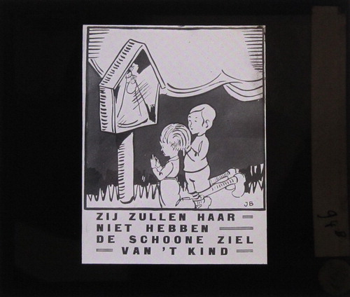 FIG 6 Slide: “They shall not have it, the pure soul of the child.” (courtesy KADOC at KU Leuven, photo: Adeline Werry).