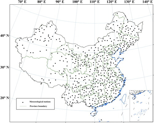 Figure 1. The distribution of meteorological stations in China.
